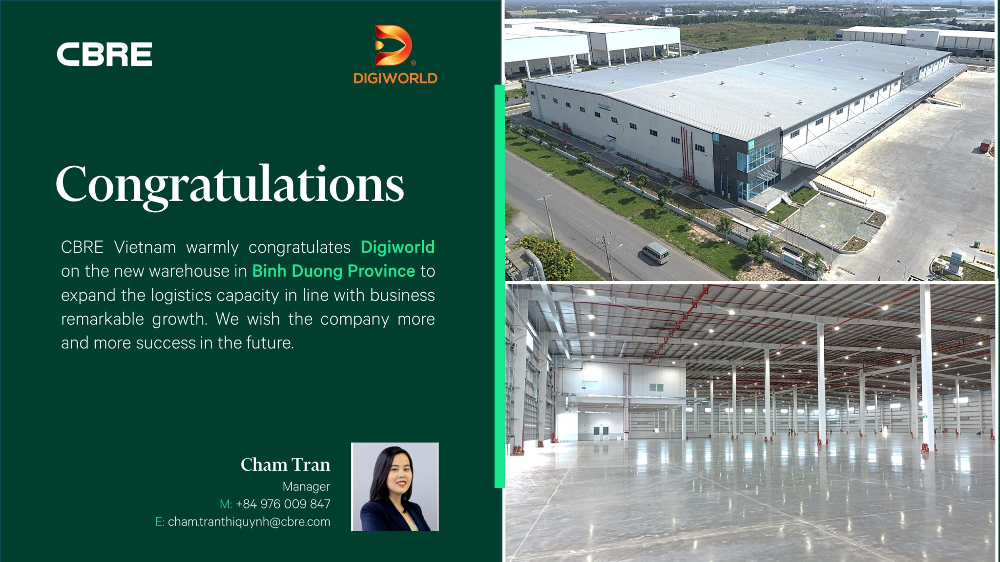 CBRE BECOMES THE LEAD AGENT FOR THE EMERGENT LE MINH XUAN 3 LOGISTICS CENTER